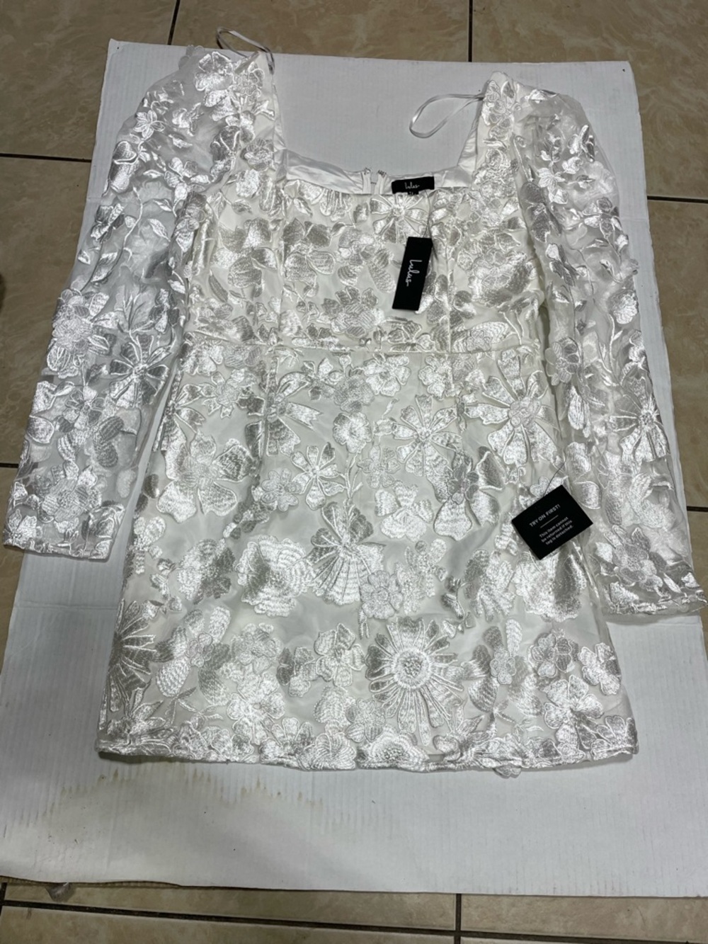 Lulu's White Floral Embroidered Dress
